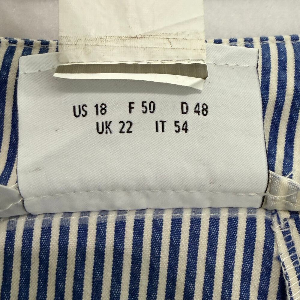 Akris Punto Cropped Seersucker Stretch Pants Blue White Striped Womens PLUS 18 - Picture 10 of 10